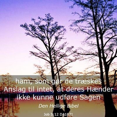 Picture 03 - Job 5:12 DA1871 - ham, som gør de træskes Anslag til intet, at - Bible Verse Picture