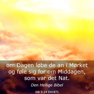 Picture 03 - Job 5:14 DA1871 - om Dagen løbe de an i Mørket og føle sig for - Bible Verse Picture