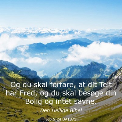 Picture 03 - Job 5:24 DA1871 - Og du skal forfare, at dit Telt har Fred, og du - Bible Verse Picture