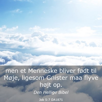 Picture 03 - Job 5:7 DA1871 - men et Menneske bliver født til Møje, ligesom - Bible Verse Picture