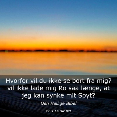 Picture 03 - Job 7:19 DA1871 - Hvorfor vil du ikke se bort fra mig? vil ikke - Bible Verse Picture