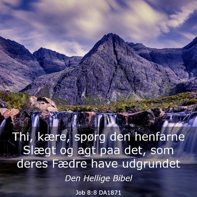 Picture 03 - Job 8:8 DA1871 - Thi, kære, spørg den henfarne Slægt og agt paa - Bible Verse Picture