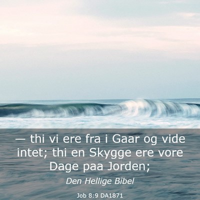 Picture 03 - Job 8:9 DA1871 - — thi vi ere fra i Gaar og vide intet; thi en - Bible Verse Picture