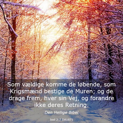 Picture 03 - Joel 2:7 DA1871 - Som vældige komme de løbende, som Krigsmænd - Bible Verse Picture