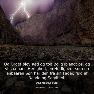 Picture 03 - Johannes 1:14 DA1871 - Og Ordet blev Kød og tog Bolig iblandt os, og vi - Bible Verse Picture