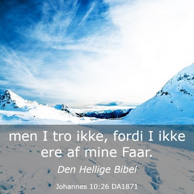 Picture 03 - Johannes 10:26 DA1871 - men I tro ikke, fordi I ikke ere af mine - Bible Verse Picture