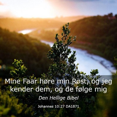 Picture 03 - Johannes 10:27 DA1871 - Mine Faar høre min Røst, og jeg kender dem, og - Bible Verse Picture