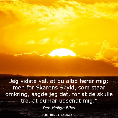 Picture 03 - Johannes 11:42 DA1871 - Jeg vidste vel, at du altid hører mig; men for - Bible Verse Picture