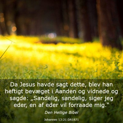 Picture 03 - Johannes 13:21 DA1871 - Da Jesus havde sagt dette, blev han heftigt - Bible Verse Picture