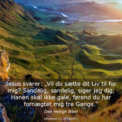 Picture 03 - Johannes 13:38 DA1871 - Jesus svarer: „Vil du sætte dit Liv til for - Bible Verse Picture