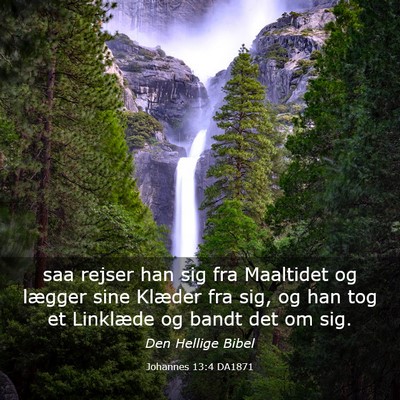 Picture 03 - Johannes 13:4 DA1871 - saa rejser han sig fra Maaltidet og lægger sine - Bible Verse Picture