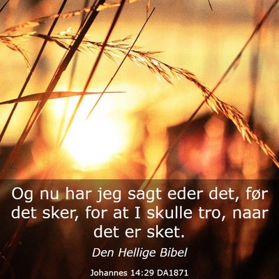 Picture 03 - Johannes 14:29 DA1871 - Og nu har jeg sagt eder det, før det sker, for - Bible Verse Picture