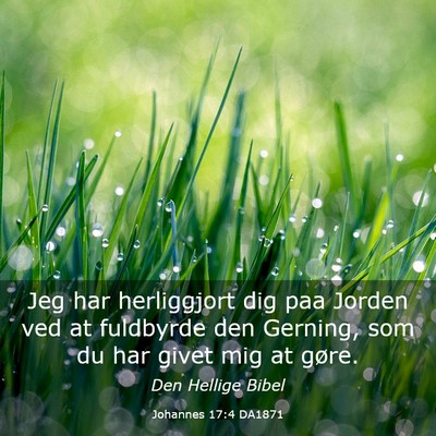 Picture 03 - Johannes 17:4 DA1871 - Jeg har herliggjort dig paa Jorden ved at - Bible Verse Picture