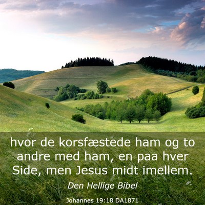 Picture 03 - Johannes 19:18 DA1871 - hvor de korsfæstede ham og to andre med ham, en - Bible Verse Picture