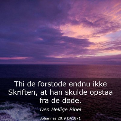 Picture 03 - Johannes 20:9 DA1871 - Thi de forstode endnu ikke Skriften, at han - Bible Verse Picture