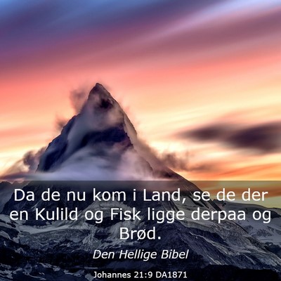Picture 03 - Johannes 21:9 DA1871 - Da de nu kom i Land, se de der en Kulild og Fisk - Bible Verse Picture