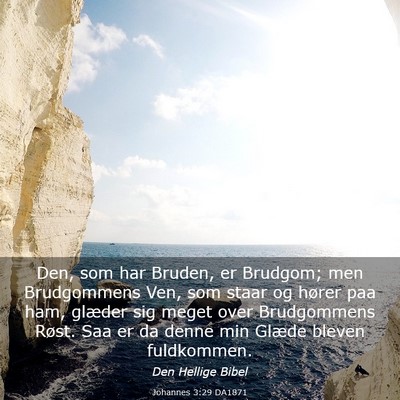 Picture 03 - Johannes 3:29 DA1871 - Den, som har Bruden, er Brudgom; men Brudgommens - Bible Verse Picture