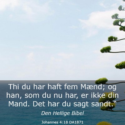 Picture 03 - Johannes 4:18 DA1871 - Thi du har haft fem Mænd; og han, som du nu har, - Bible Verse Picture