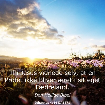 Picture 03 - Johannes 4:44 DA1871 - Thi Jesus vidnede selv, at en Profet ikke bliver - Bible Verse Picture