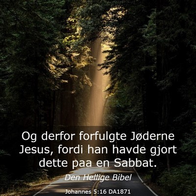 Picture 03 - Johannes 5:16 DA1871 - Og derfor forfulgte Jøderne Jesus, fordi han - Bible Verse Picture