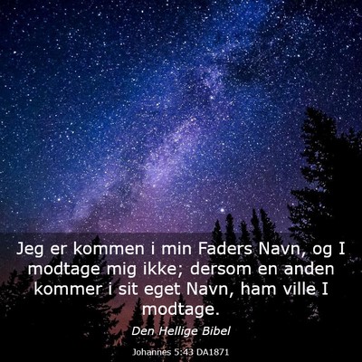 Picture 03 - Johannes 5:43 DA1871 - Jeg er kommen i min Faders Navn, og I modtage mig - Bible Verse Picture