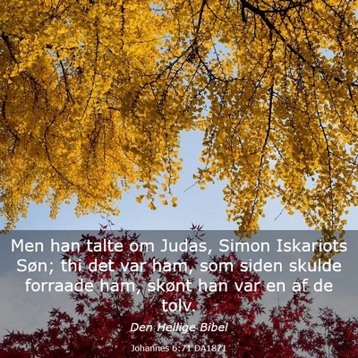 Picture 03 - Johannes 6:71 DA1871 - Men han talte om Judas, Simon Iskariots Søn; thi - Bible Verse Picture