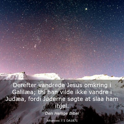 Picture 03 - Johannes 7:1 DA1871 - Derefter vandrede Jesus omkring i Galilæa; thi - Bible Verse Picture
