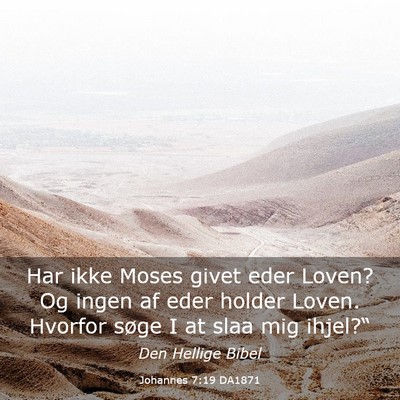 Picture 03 - Johannes 7:19 DA1871 - Har ikke Moses givet eder Loven? Og ingen af eder - Bible Verse Picture