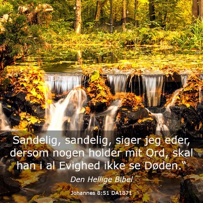 Picture 03 - Johannes 8:51 DA1871 - Sandelig, sandelig, siger jeg eder, dersom nogen - Bible Verse Picture
