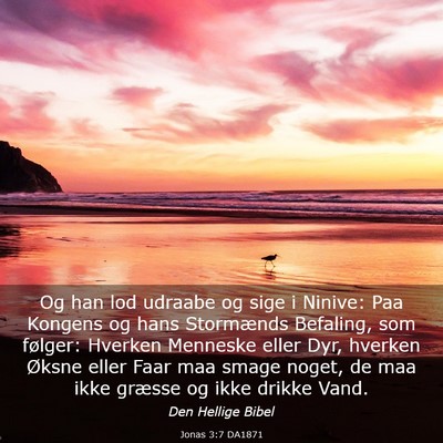 Picture 03 - Jonas 3:7 DA1871 - Og han lod udraabe og sige i Ninive: Paa Kongens - Bible Verse Picture