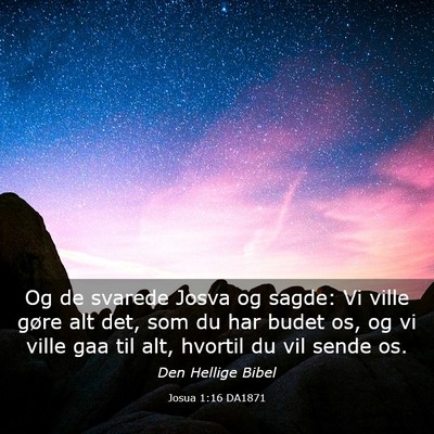 Picture 03 - Josua 1:16 DA1871 - Og de svarede Josva og sagde: Vi ville gøre alt - Bible Verse Picture