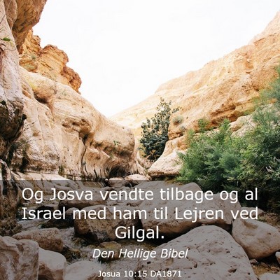 Picture 03 - Josua 10:15 DA1871 - Og Josva vendte tilbage og al Israel med ham til - Bible Verse Picture