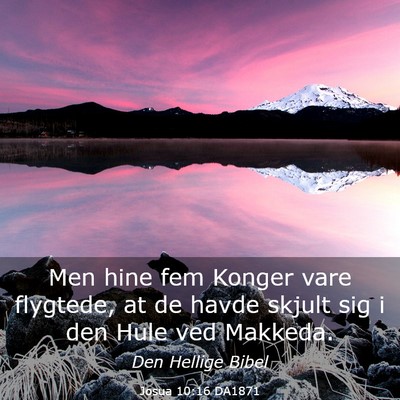 Picture 03 - Josua 10:16 DA1871 - Men hine fem Konger vare flygtede, at de havde - Bible Verse Picture