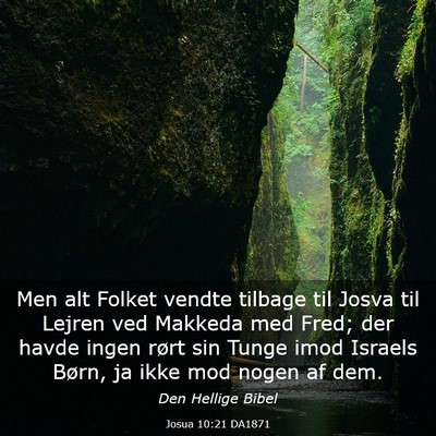 Picture 03 - Josua 10:21 DA1871 - Men alt Folket vendte tilbage til Josva til - Bible Verse Picture