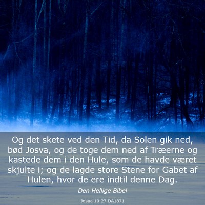 Picture 03 - Josua 10:27 DA1871 - Og det skete ved den Tid, da Solen gik ned, bød - Bible Verse Picture