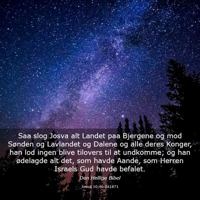 Picture 03 - Josua 10:40 DA1871 - Saa slog Josva alt Landet paa Bjergene og mod - Bible Verse Picture
