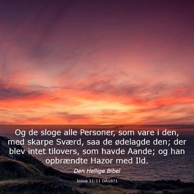 Picture 03 - Josua 11:11 DA1871 - Og de sloge alle Personer, som vare i den, med - Bible Verse Picture