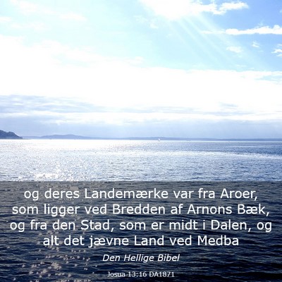 Picture 03 - Josua 13:16 DA1871 - og deres Landemærke var fra Aroer, som ligger - Bible Verse Picture