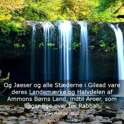 Picture 03 - Josua 13:25 DA1871 - Og Jaeser og alle Stæderne i Gilead vare deres - Bible Verse Picture