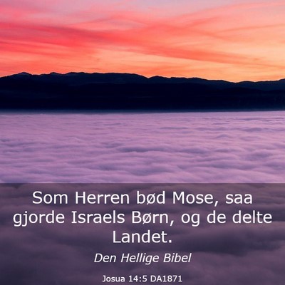 Picture 03 - Josua 14:5 DA1871 - Som Herren bød Mose, saa gjorde Israels Børn, - Bible Verse Picture