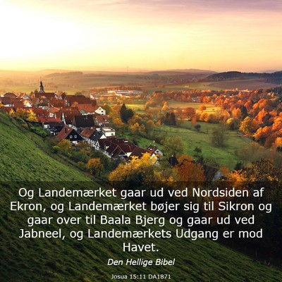 Picture 03 - Josua 15:11 DA1871 - Og Landemærket gaar ud ved Nordsiden af Ekron, - Bible Verse Picture