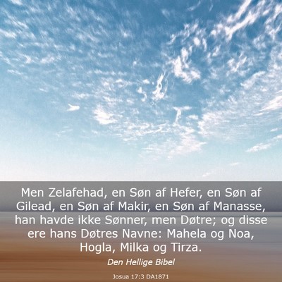 Picture 03 - Josua 17:3 DA1871 - Men Zelafehad, en Søn af Hefer, en Søn af - Bible Verse Picture