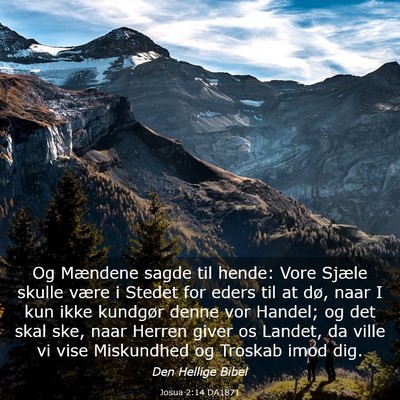 Picture 03 - Josua 2:14 DA1871 - Og Mændene sagde til hende: Vore Sjæle skulle - Bible Verse Picture