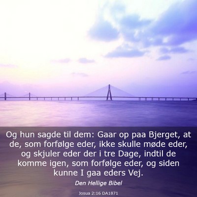 Picture 03 - Josua 2:16 DA1871 - Og hun sagde til dem: Gaar op paa Bjerget, at de, - Bible Verse Picture