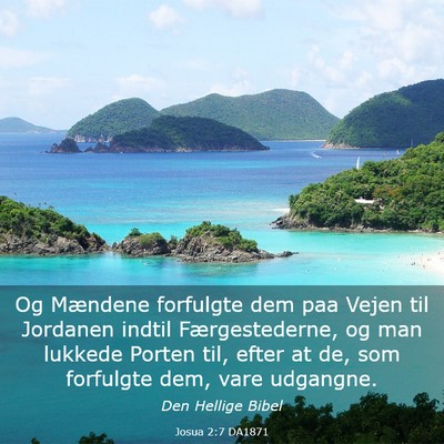 Picture 03 - Josua 2:7 DA1871 - Og Mændene forfulgte dem paa Vejen til Jordanen - Bible Verse Picture