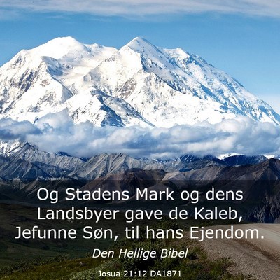 Picture 03 - Josua 21:12 DA1871 - Og Stadens Mark og dens Landsbyer gave de Kaleb, - Bible Verse Picture