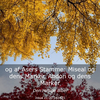 Picture 03 - Josua 21:30 DA1871 - og af Asers Stamme: Miseal og dens Marker, Abdon - Bible Verse Picture
