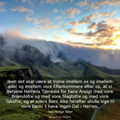 Picture 03 - Josua 22:27 DA1871 - men det skal være et Vidne imellem os og imellem - Bible Verse Picture