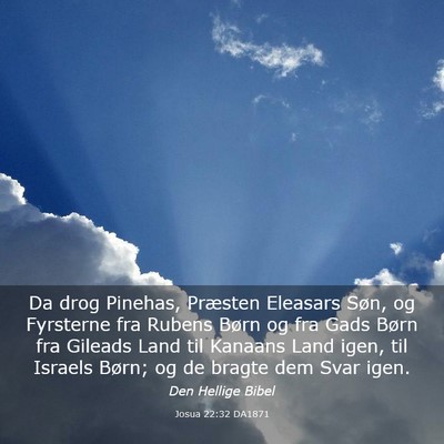 Picture 03 - Josua 22:32 DA1871 - Da drog Pinehas, Præsten Eleasars Søn, og - Bible Verse Picture