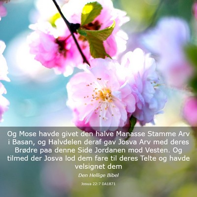 Picture 03 - Josua 22:7 DA1871 - Og Mose havde givet den halve Manasse Stamme Arv - Bible Verse Picture